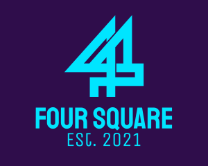 Four - Neon Blue Number 44 logo design