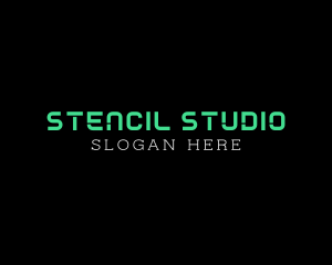 Modern Tech Stencil Studio logo design