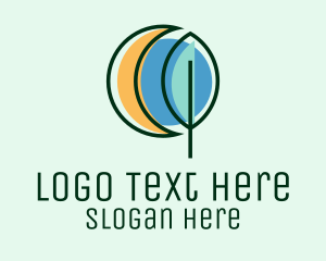 Planetarium - Moon Leaf Nature logo design