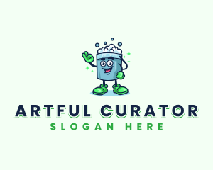 Bucket Cleaning Janitor logo design