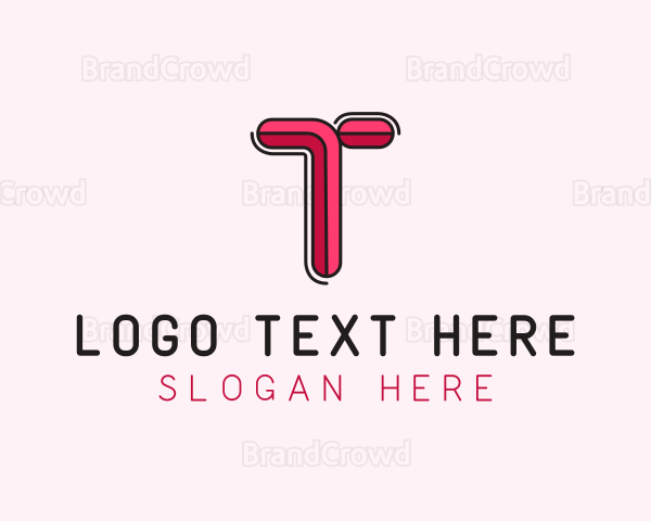 Red Pink Letter T Logo