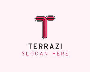 Red Pink Letter T logo design