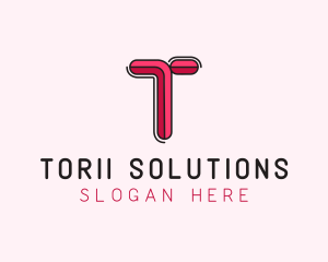 Red Pink Letter T logo design