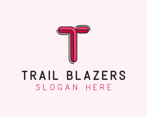 Red Pink Letter T logo design