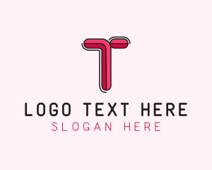 Typography - Red Pink Letter T logo design