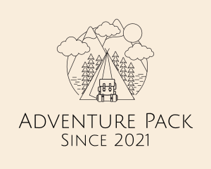 Monoline Camping Backpack logo design