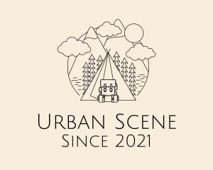 Scene - Monoline Camping Backpack logo design