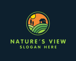 Scenic - Stained Glass Farm House logo design