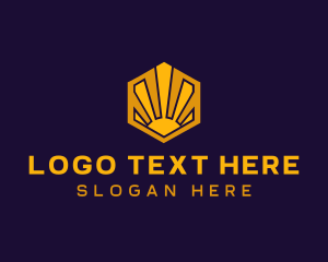 Yellow - Sunrise Solar Hexagon logo design