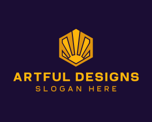 Sunrise Solar Hexagon logo design