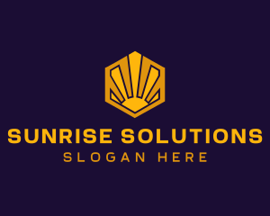 Dawn - Sunrise Solar Hexagon logo design