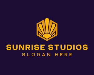 Sunrise Solar Hexagon logo design