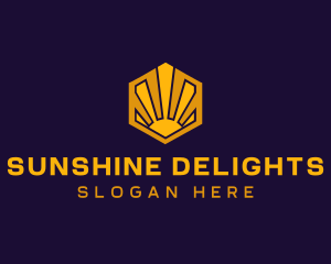 Sunshine - Sunrise Solar Hexagon logo design