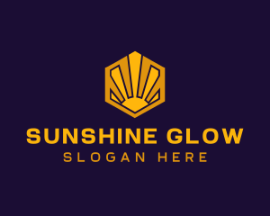 Sunlight - Sunrise Solar Hexagon logo design