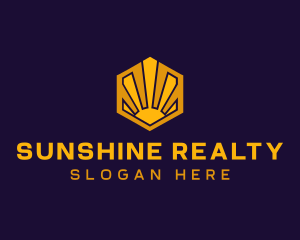 Sunrise Solar Hexagon logo design