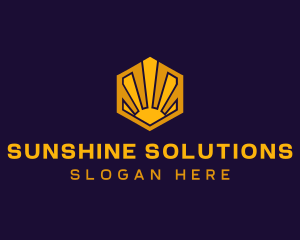 Sunrise Solar Hexagon logo design