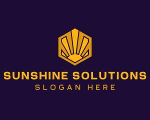 Sunlight - Sunrise Solar Hexagon logo design