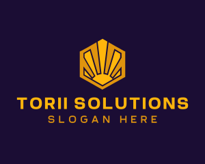 Sunrise Solar Hexagon logo design