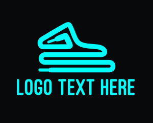 Shoelace - Neon Blue Shoelace logo design