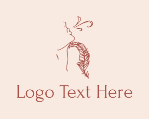 Feather - Woman Feather Line Art logo design