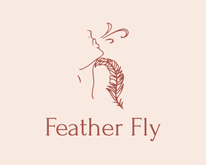 Woman Feather Line Art  logo design