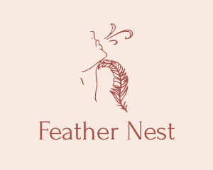 Feather - Woman Feather Line Art logo design