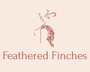 Woman Feather Line Art  logo design