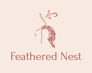 Woman Feather Line Art  logo design