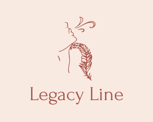 Woman Feather Line Art  logo design