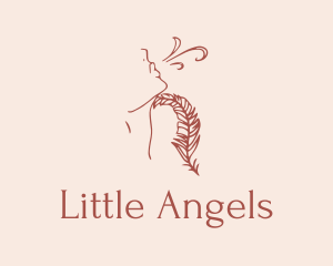 Woman Feather Line Art  logo design