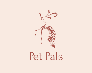 Woman Feather Line Art  logo design