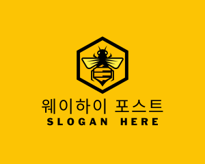 Hexagon Honey Bee logo design