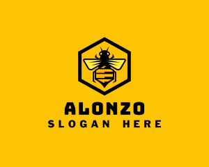 Hexagon Honey Bee logo design