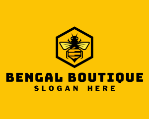 Hexagon Honey Bee logo design