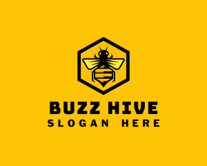 Hexagon Honey Bee logo design