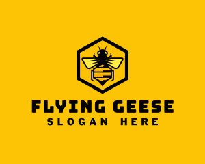 Hexagon Honey Bee logo design