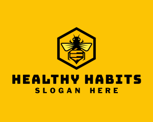 Hexagon Honey Bee logo design