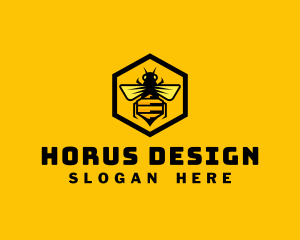 Hexagon Honey Bee logo design