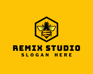 Hexagon Honey Bee logo design