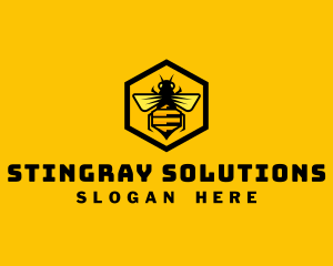 Hexagon Honey Bee logo design