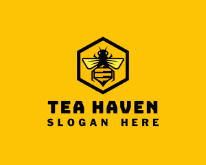 Hexagon Honey Bee logo design