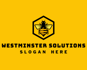 Hexagon Honey Bee logo design