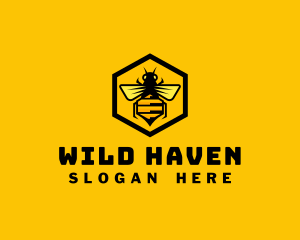 Hexagon Honey Bee logo design