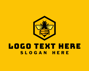 Hornet - Hexagon Honey Bee logo design