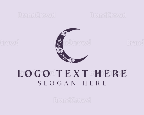 Floral Crescent Moon Logo