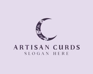 Floral Crescent Moon logo design