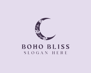 Floral Crescent Moon logo design