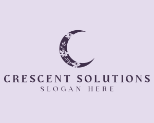 Crescent - Floral Crescent Moon logo design