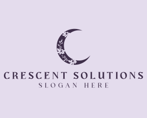 Floral Crescent Moon logo design