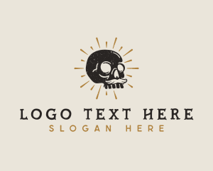 Hipster Skull Mustache Logo